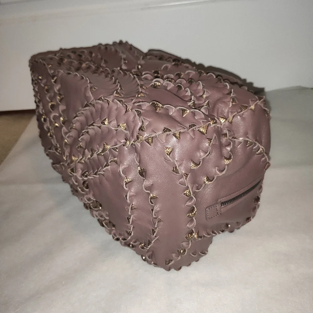 Bottega Veneta Karung Woven Mauve Bag